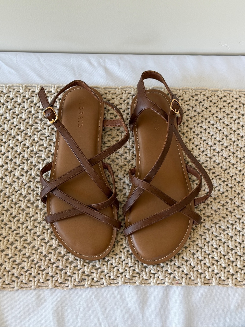 torrid Brown Crisscross Ankle Strap Sandals